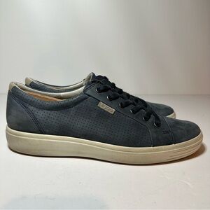 ECCO Danish Design Soft 7 Sneaker Leather Shoe Mens Size 10 Navy Blue (170 Box20